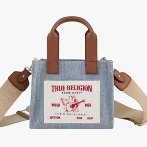 True Religion Denim and Brown Mini Tote Bag